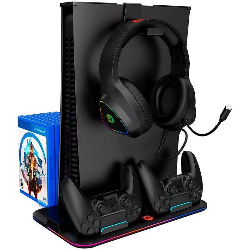 PC, gaming si accesorii - Gaming - Accesorii gaming - Accesorii console gaming - Suport de racire multifunctional Canyon CS-5 pentru Playstation 5, negru, RGB - Infinity.ro