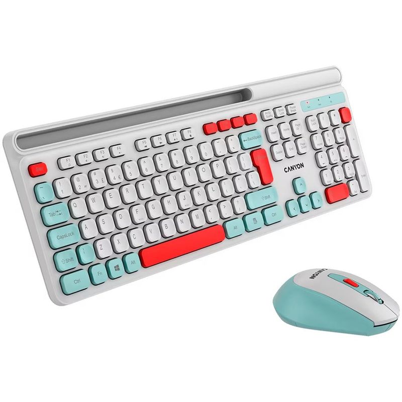 PC, gaming si accesorii - Periferice PC - Tastaturi - Set Tastatura + Mouse, Canyon, Alb - Infinity.ro
