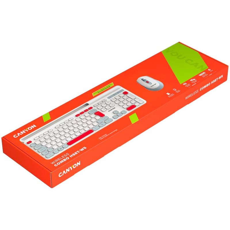 PC, gaming si accesorii - Periferice PC - Tastaturi - Set Tastatura + Mouse, Canyon, Alb - Infinity.ro