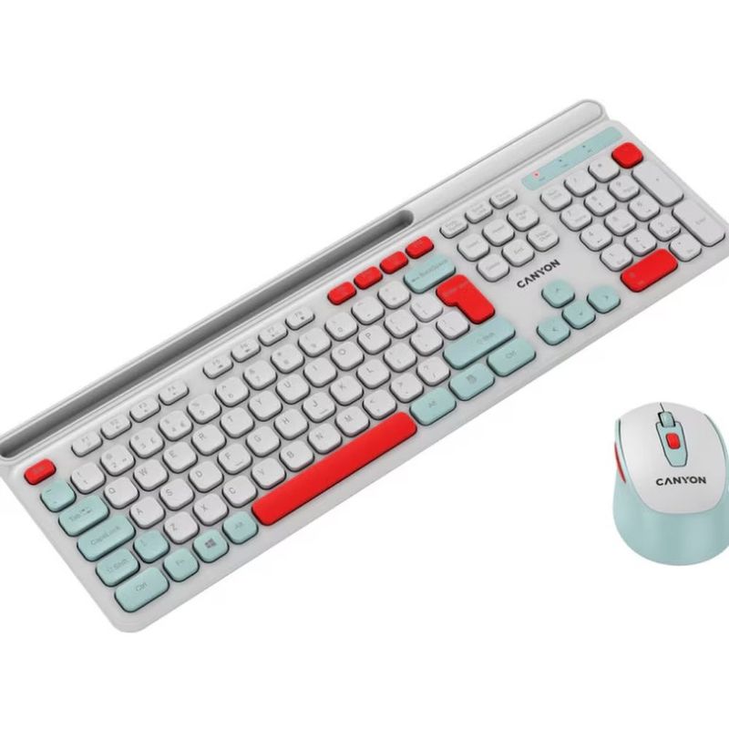 PC, gaming si accesorii - Periferice PC - Tastaturi - Set Tastatura + Mouse, Canyon, Alb - Infinity.ro