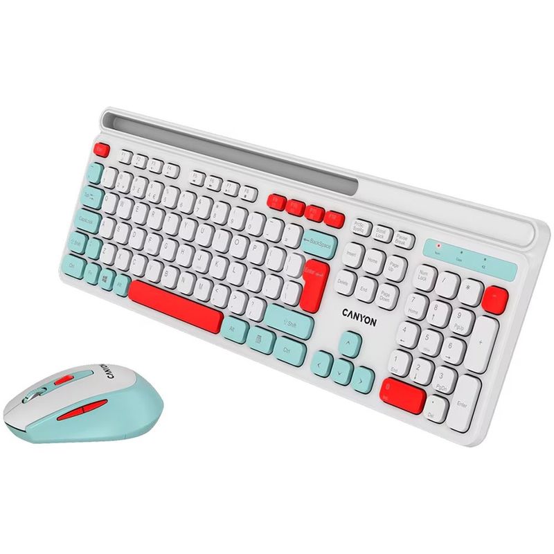 PC, gaming si accesorii - Periferice PC - Tastaturi - Set Tastatura + Mouse, Canyon, Alb - Infinity.ro