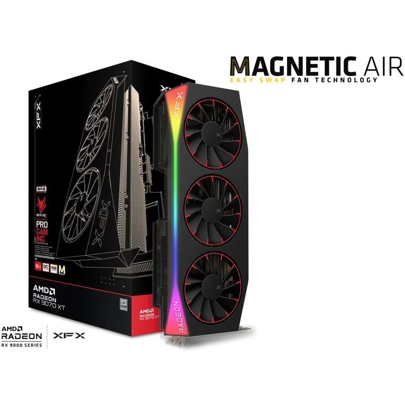 PC, gaming si accesorii - Componente PC - Componente - Placi video - Placa video XFX Mercury AMD Radeon RX 9070XT OC Magnetic Air Edition, 16GB GDDR6, 256-bit - Infinity.ro