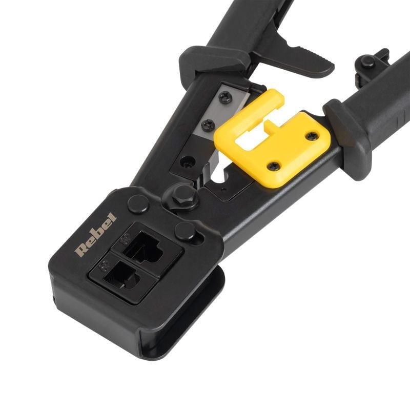 Casa si Gradina - Constructii - Scule de mana si unelte - Clesti si patenti - Cleste sertizare RJ45 RJ12 RJ11 RJ 6P RJ 8P + cutit pentru dezizolare REBEL RB-1007 - Infinity.ro