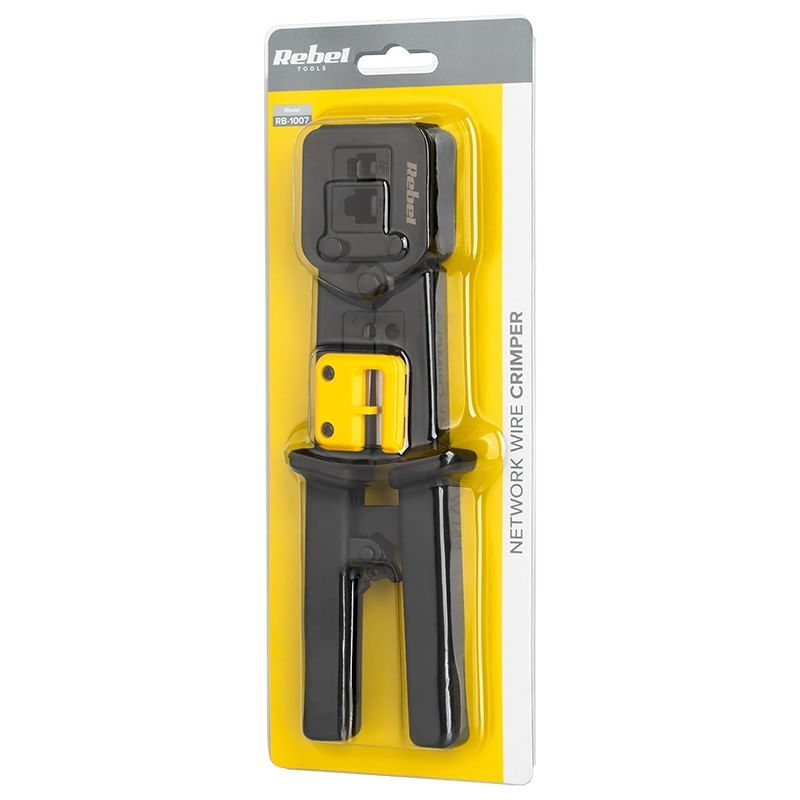 Casa si Gradina - Constructii - Scule de mana si unelte - Clesti si patenti - Cleste sertizare RJ45 RJ12 RJ11 RJ 6P RJ 8P + cutit pentru dezizolare REBEL RB-1007 - Infinity.ro