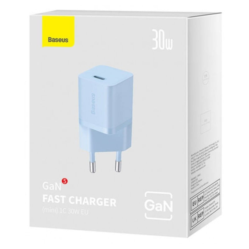Laptop, Telefoane si Tablete - Telefoane mobile si accesorii - Accesorii Telefoane - Incarcatoare telefoane - INCARCATOR retea Baseus Mini, GaN5 Fast Charger 30W, 1 x USB Type-C 5V/3A,  albastru "CCGN070603" - 6932172624453 - Infinity.ro