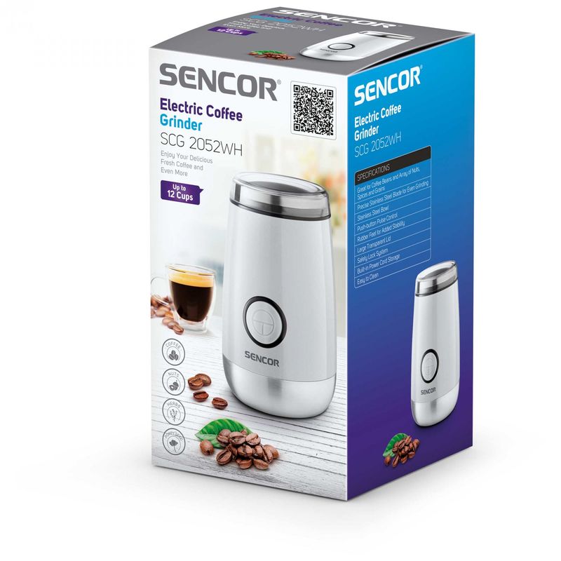 Casa si Gradina - Bucatarie si vesela - Ustensile bucatarie - Rasnite si dozatoare condimente - Rasnita de cafea Sencor SCG 2052WH, 150 W, 60 g, Alb - Infinity.ro