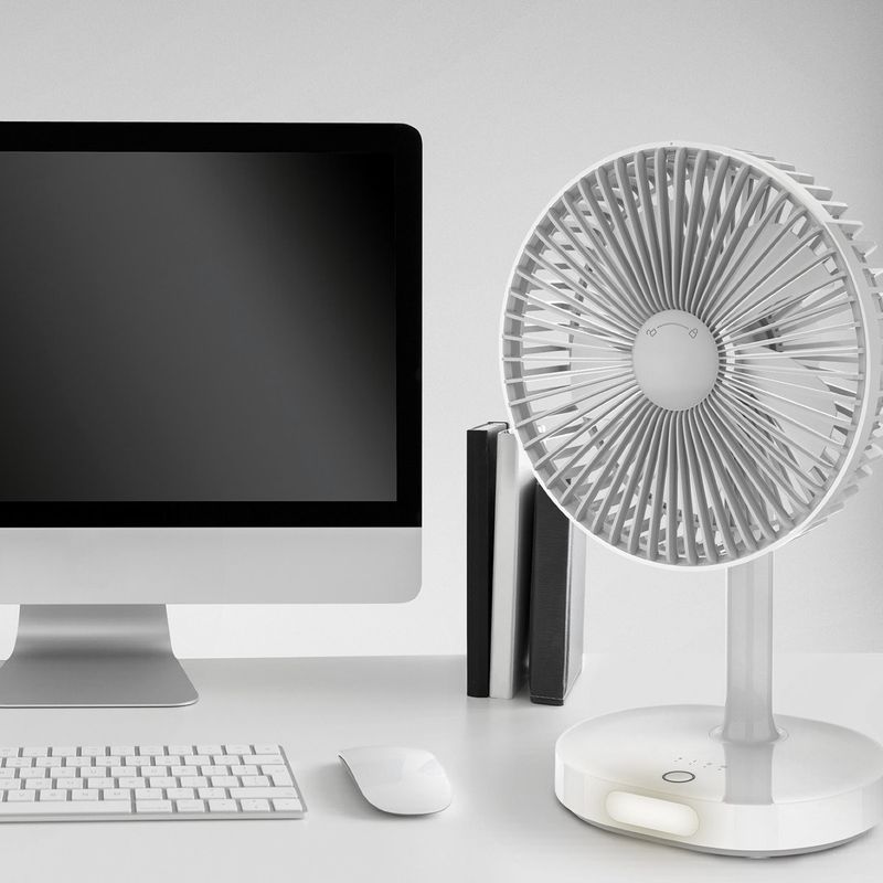 Electronice si Electrocasnice - Climatizare si sisteme de incalzire - Aparate racire aer - Ventilatoare - Ventilator portabil, Platinet 45242, diametru 140mm, cu baterie 3000mAh si lumina de noapte, alb - Infinity.ro