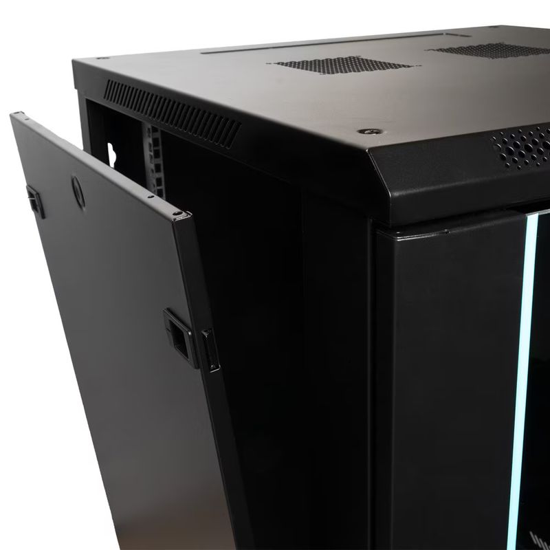 PC, gaming si accesorii - Servere - Rack server - Rack Wallmount SPACER 15U 600x600mm, Flatpack, Usa Sticla, Negru - Infinity.ro