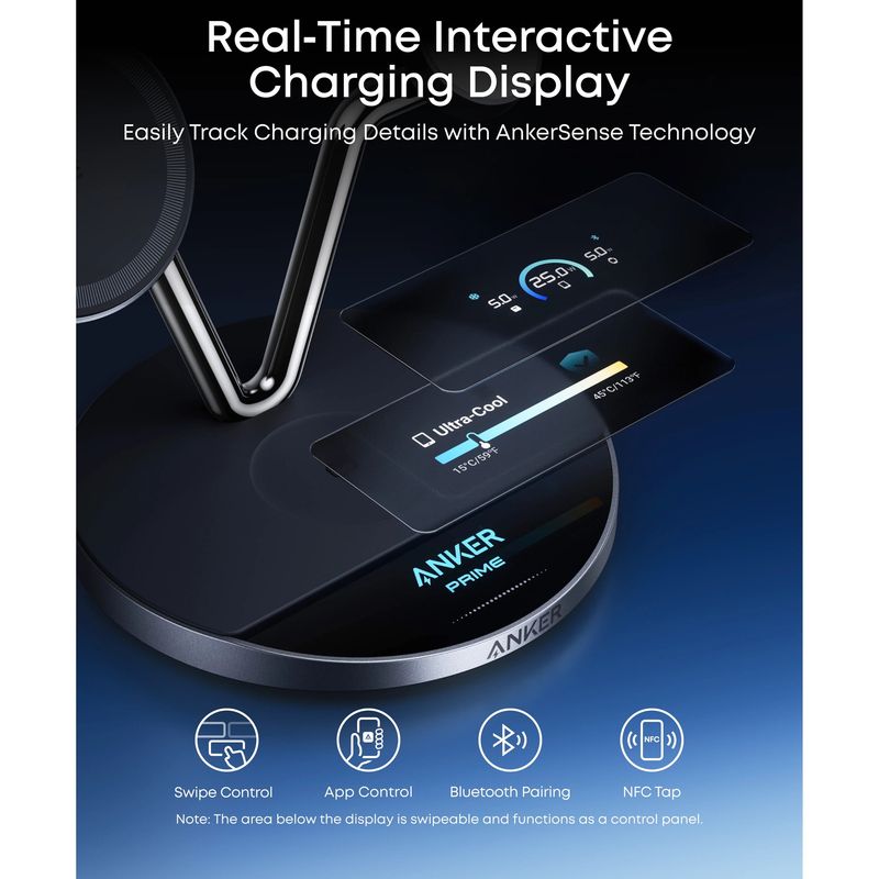 Laptop, Telefoane si Tablete - Telefoane mobile si accesorii - Accesorii Telefoane - Incarcatoare telefoane - Incarcator Wireless Anker Prime 3-in-1 MagGo AirCool, Qi2 25W, Negru - Infinity.ro