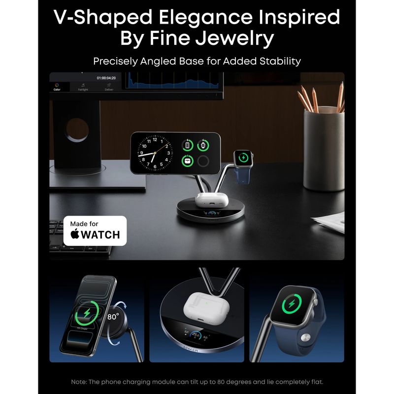 Laptop, Telefoane si Tablete - Telefoane mobile si accesorii - Accesorii Telefoane - Incarcatoare telefoane - Incarcator Wireless Anker Prime 3-in-1 MagGo AirCool, Qi2 25W, Negru - Infinity.ro