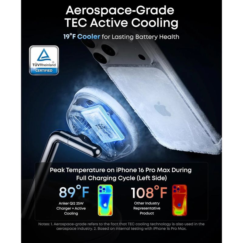 Laptop, Telefoane si Tablete - Telefoane mobile si accesorii - Accesorii Telefoane - Incarcatoare telefoane - Incarcator Wireless Anker Prime 3-in-1 MagGo AirCool, Qi2 25W, Negru - Infinity.ro