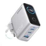 Laptop, Telefoane si Tablete - Telefoane mobile si accesorii - Accesorii Telefoane - Incarcatoare telefoane - Incarcator retea Anker 100W, 2x USB-C, 1x USB-A, Smart-Display, Argintiu - Infinity.ro
