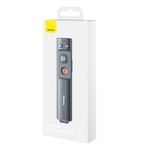 TV, Audio-Video si Foto - Accesorii TV si audio - Telecomenzi - Presenter multifunctional Baseus Orange Dot Wireless, 2.4GHz, USB si USB-C, 250 mAh, Red Laser Pointer, Universal, Gri - Infinity.ro