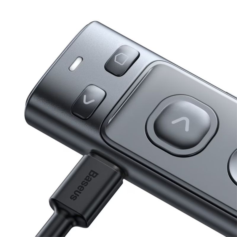 TV, Audio-Video si Foto - Accesorii TV si audio - Telecomenzi - Presenter multifunctional Baseus Orange Dot Wireless, 2.4GHz, USB si USB-C, 250 mAh, Red Laser Pointer, Universal, Gri - Infinity.ro