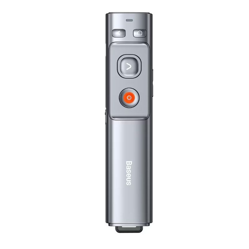TV, Audio-Video si Foto - Accesorii TV si audio - Telecomenzi - Presenter multifunctional Baseus Orange Dot Wireless, 2.4GHz, USB si USB-C, 250 mAh, Red Laser Pointer, Universal, Gri - Infinity.ro
