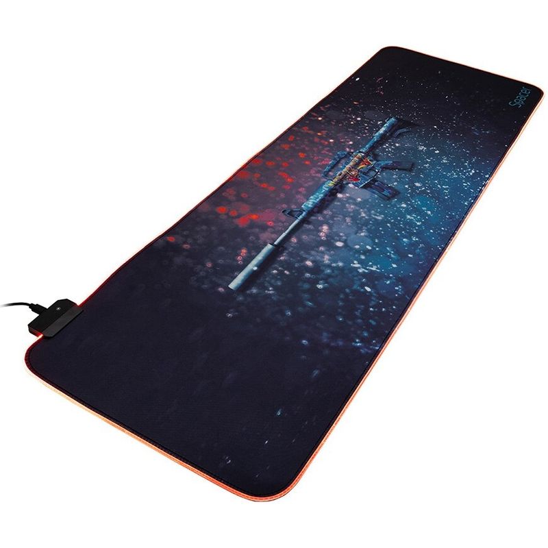PC, gaming si accesorii - Periferice PC - Mousepad - Mousepad gaming RGB, Spacer, cauciuc si material textil, 900 x 300 x 3 mm, 1.8 m lungime Cablu - Infinity.ro