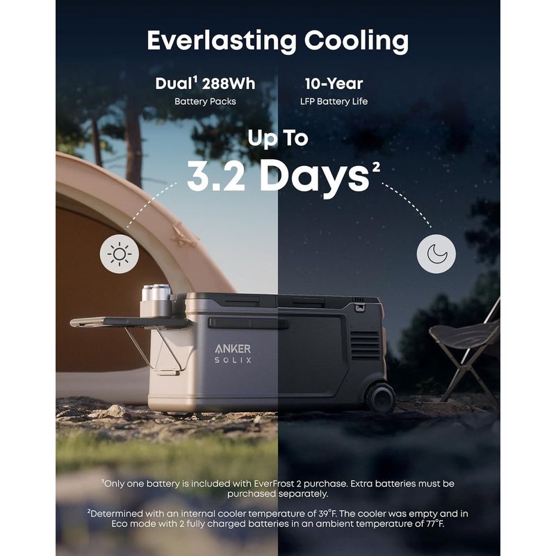Electronice si Electrocasnice - Aparate frigorifice - Frigidere - Frigider portabil Anker Solix EverFrost 2 Powered Cooler 58L, cu baterie inclusa, Gri - Infinity.ro
