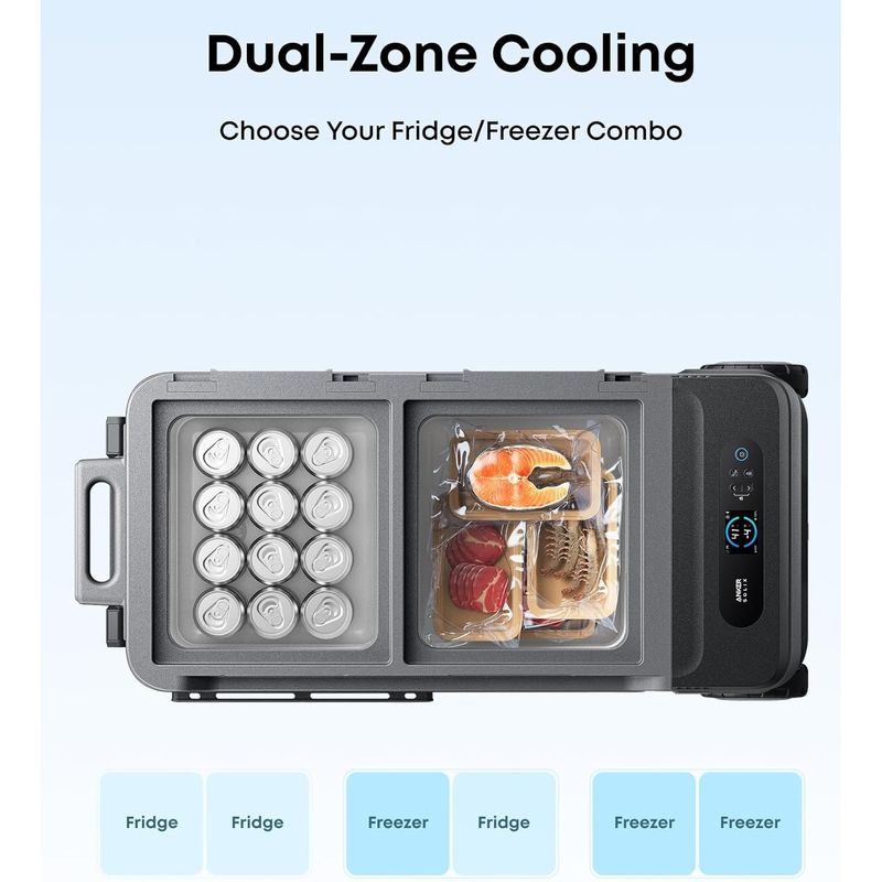 Electronice si Electrocasnice - Aparate frigorifice - Frigidere - Frigider portabil Anker Solix EverFrost 2 Powered Cooler 58L, cu baterie inclusa, Gri - Infinity.ro