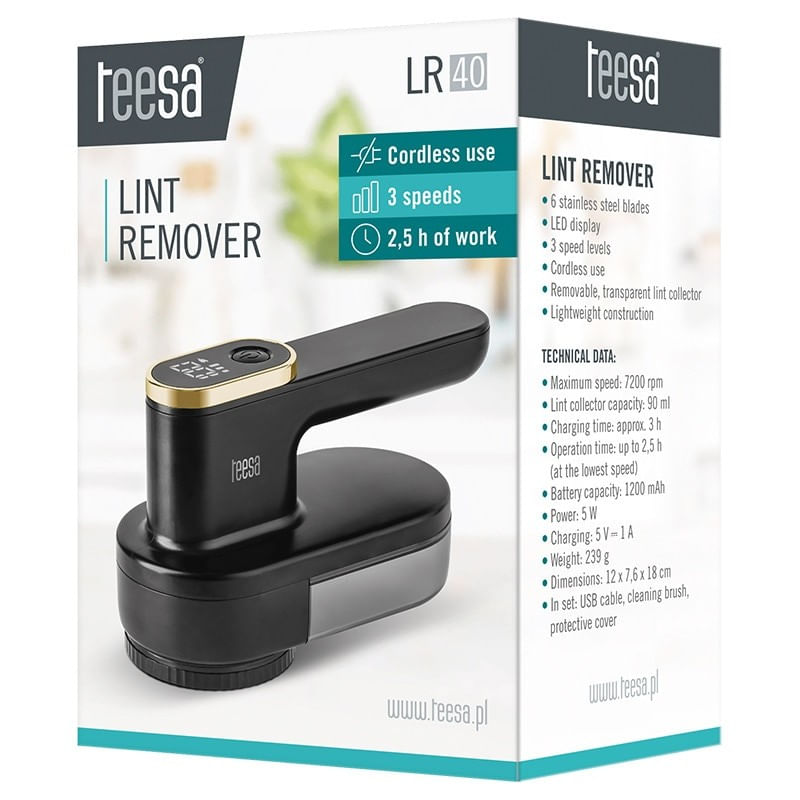 Electronice si Electrocasnice - Ingrijirea locuintei - Aspiratoare - Aparat de curatat scame 7200 rotatii/min, 6 lame inox, capacitate 90 ml, 5 W, USB-C, Negru - Infinity.ro