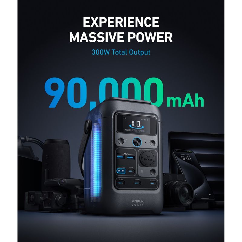 Casa si Gradina - Electrice - Panouri solare si accesorii - Accesorii panouri solare - Kit Statie de alimentare Anker Solix C300X DC cu Panou solar Anker Solix, 60W, portabil - Infinity.ro