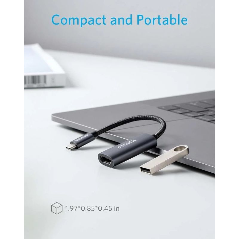 TV, Audio-Video si Foto - Accesorii TV si audio - Cabluri si adaptoare audio - Adaptor Anker 310 USB-C la 4K HDMI, Gri - Infinity.ro
