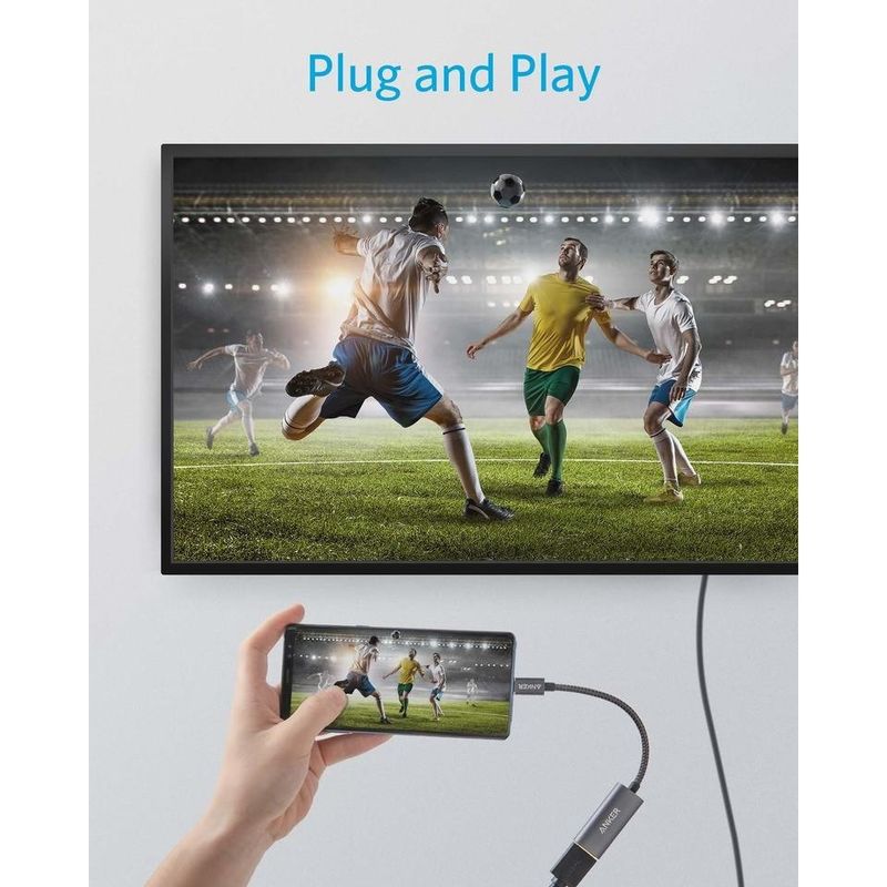 TV, Audio-Video si Foto - Accesorii TV si audio - Cabluri si adaptoare audio - Adaptor Anker 310 USB-C la 4K HDMI, Gri - Infinity.ro