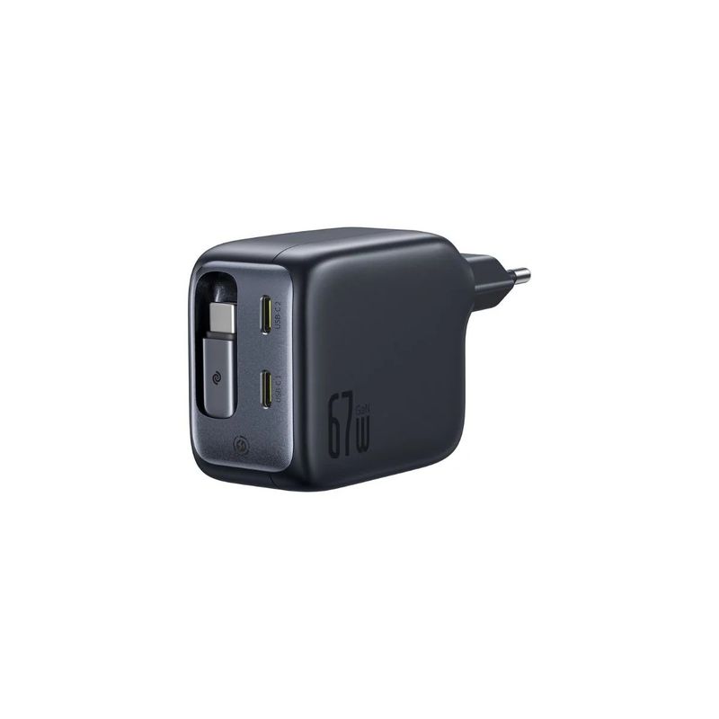 Laptop, Telefoane si Tablete - Telefoane mobile si accesorii - Accesorii Telefoane - Incarcatoare telefoane - Incarcator retea Baseus EnerCore CJ11 67W, 2x USB-C, cu cablu USB-C incorporat, Negru - Infinity.ro
