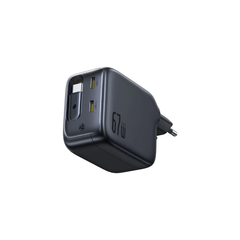Laptop, Telefoane si Tablete - Telefoane mobile si accesorii - Accesorii Telefoane - Incarcatoare telefoane - Incarcator retea Baseus EnerCore CJ11 67W, 2x USB-C, cu cablu USB-C incorporat, Negru - Infinity.ro