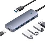 PC, gaming si accesorii - Retelistica - Hub-uri - HUB extern Baseus B0005280B811-02 UltraJoy 4 in 1 input USB output USB Type-C + 4x USB3.0 cablu 100cm gri - Infinity.ro