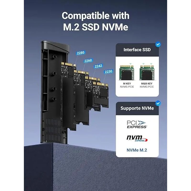 PC, gaming si accesorii - Componente PC - Componente - Hard Disk-uri - RACK extern Ugreen CM767 35267 SSD M.2 NVMe/PCIE 3.0 compatibil cu form factor 2280 /2260 /2242 /2230 cablu 50cm USB-C 3.1 - Infinity.ro