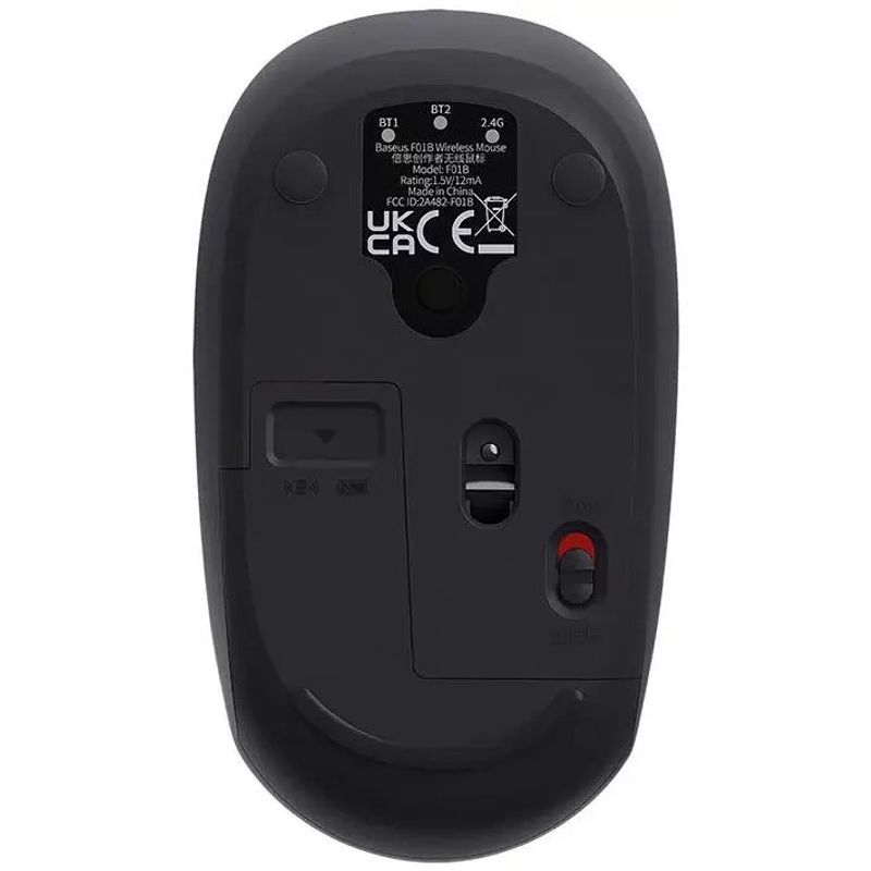 PC, gaming si accesorii - Periferice PC - Mouse - Mouse Baseus B01055503833-00 wireless 2.4GHz si Bluetooth optic 800/1200/1600dpi butoane/scroll 3/1 gri - Infinity.ro