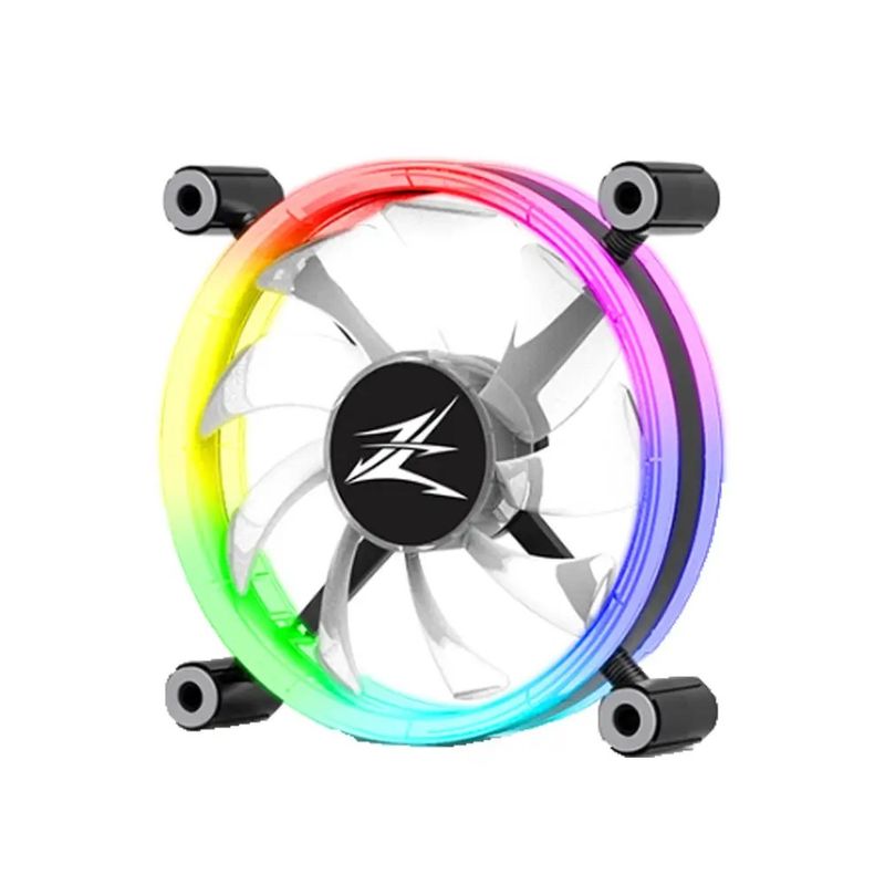 PC, gaming si accesorii - Componente PC - Coolere si Ventilatoare PC - Ventilator Zalman ZM-LF120 120mm 800-1300RPM EBR Bearing 43CFM 2x inel LED RGB 4-pin PWM negru - Infinity.ro