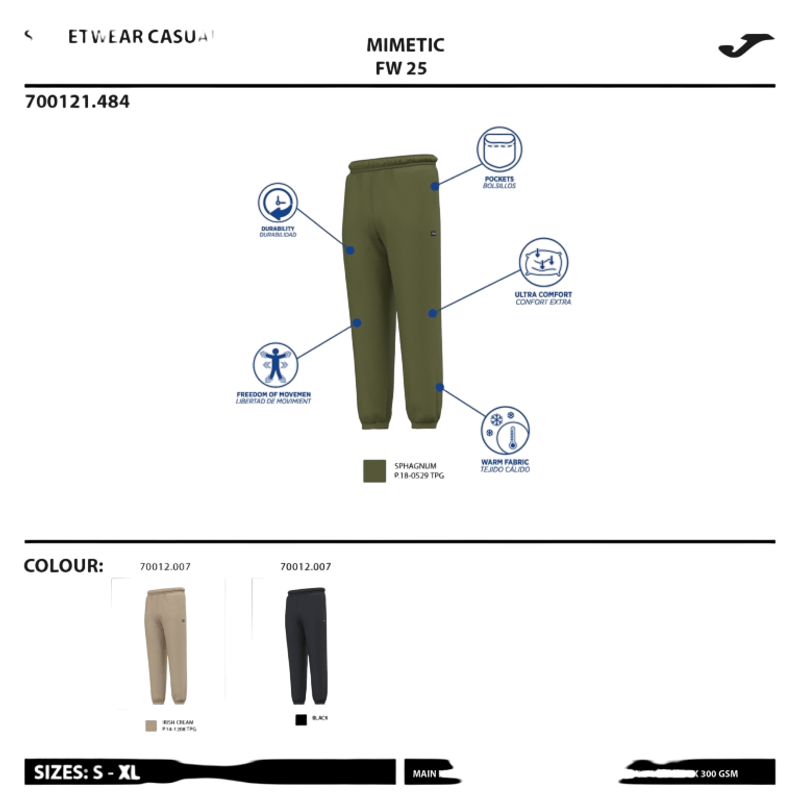 Sport si Outdoor - Echipament Sportiv - Imbracaminte sport - Pantaloni sport - Pantaloni barbati Joma Mimetic negru M - Infinity.ro