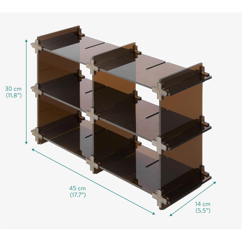 Ingrijire personala si Cosmetice - Machiaj - Portfarduri si genti cosmetice - Organizator cosmetice reglabil, 2 niveluri, suport depozitare cosmetice, parfumuri, acrilic, maro - Infinity.ro