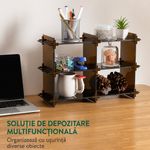 Ingrijire personala si Cosmetice - Machiaj - Portfarduri si genti cosmetice - Organizator cosmetice reglabil, 2 niveluri, suport depozitare cosmetice, parfumuri, acrilic, maro - Infinity.ro