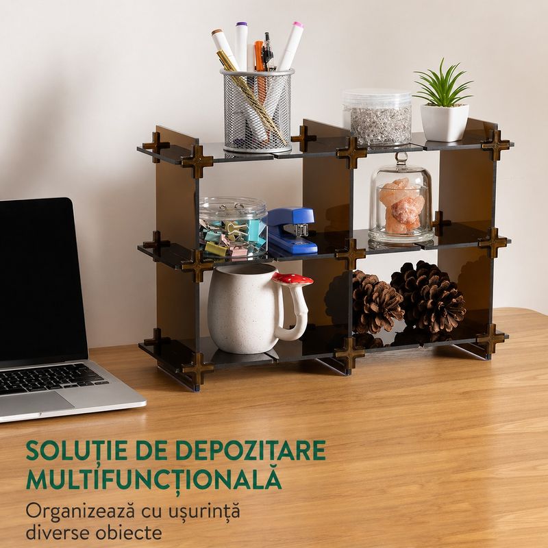 Ingrijire personala si Cosmetice - Machiaj - Portfarduri si genti cosmetice - Organizator cosmetice reglabil, 2 niveluri, suport depozitare cosmetice, parfumuri, acrilic, maro - Infinity.ro