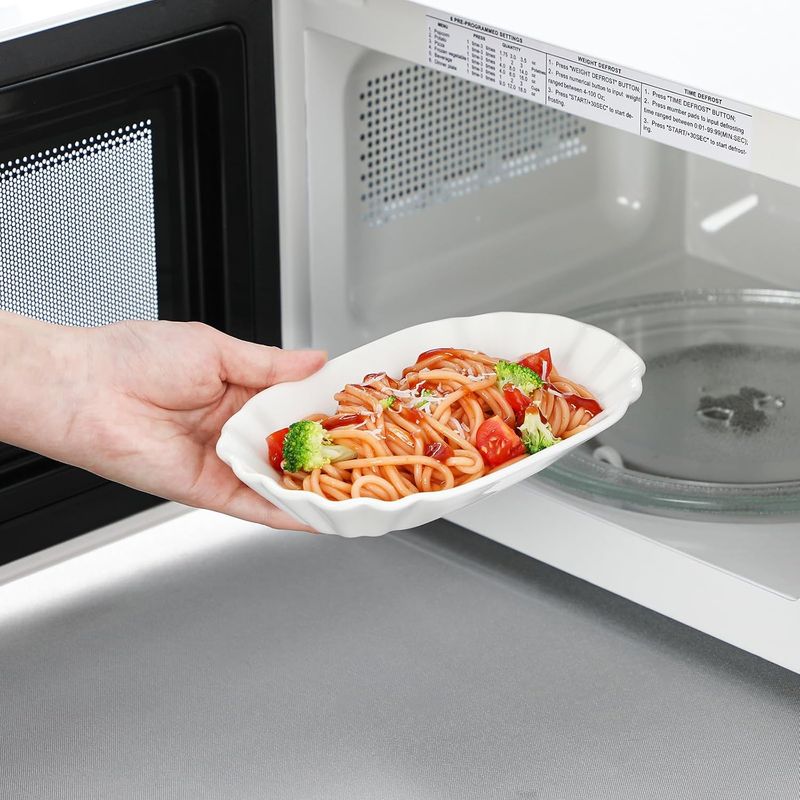 Casa si Gradina - Bucatarie si vesela - Vesela si tacamuri - Platouri de bucatarie - Platou servire portelan, 4 bucati 20 x 12 cm, farfurie de servire eleganta pentru aperitive, deserturi si fructe - Infinity.ro