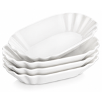 Casa si Gradina - Bucatarie si vesela - Vesela si tacamuri - Platouri de bucatarie - Platou servire portelan, 4 bucati 20 x 12 cm, farfurie de servire eleganta pentru aperitive, deserturi si fructe - Infinity.ro