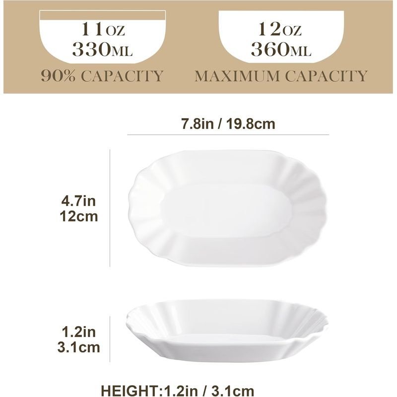 Casa si Gradina - Bucatarie si vesela - Vesela si tacamuri - Platouri de bucatarie - Platou servire portelan, 4 bucati 20 x 12 cm, farfurie de servire eleganta pentru aperitive, deserturi si fructe - Infinity.ro