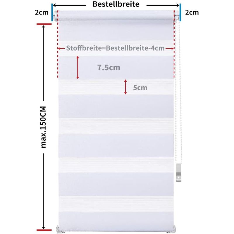 Casa si Gradina - Textile si covoare - Rulouri si jaluzele - Jaluzea dubla tip rulou fara gaurire, 65x150 cm, reglabil, pentru geamuri si usi balcon, alb - Infinity.ro