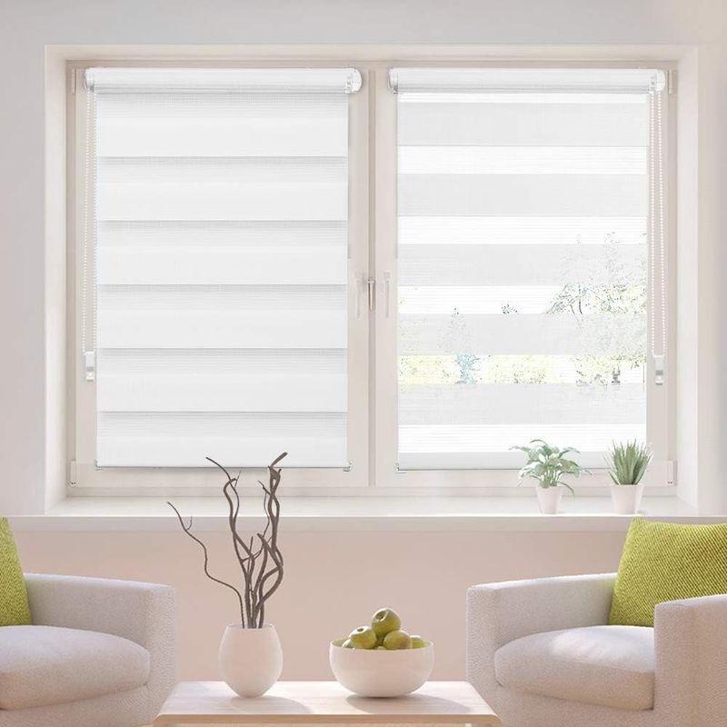 Casa si Gradina - Textile si covoare - Rulouri si jaluzele - Jaluzea dubla tip rulou fara gaurire, 65x150 cm, reglabil, pentru geamuri si usi balcon, alb - Infinity.ro