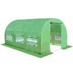 Casa si Gradina - Gradinarit si plante - Sere si solarii - Sera gradina tip tunel 250x400x200 cm, folie PE 140g/m2 UV4, 3 segmente, 6 ferestre rulante, usa blocabila, 10 mp, verde - Infinity.ro