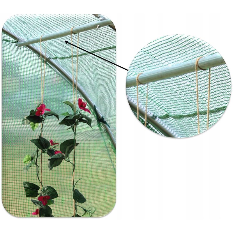 Casa si Gradina - Gradinarit si plante - Sere si solarii - Sera gradina tip tunel 250x400x200 cm, folie PE 140g/m2 UV4, 3 segmente, 6 ferestre rulante, usa blocabila, 10 mp, verde - Infinity.ro