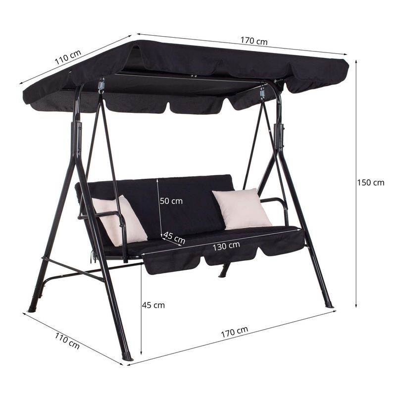 Casa si Gradina - Gradina si terasa - Balansoare si hamace - Balansoare - Balansoar leagan 3 persoane Lugano, GS14E, greutate maxima 220kg - Infinity.ro