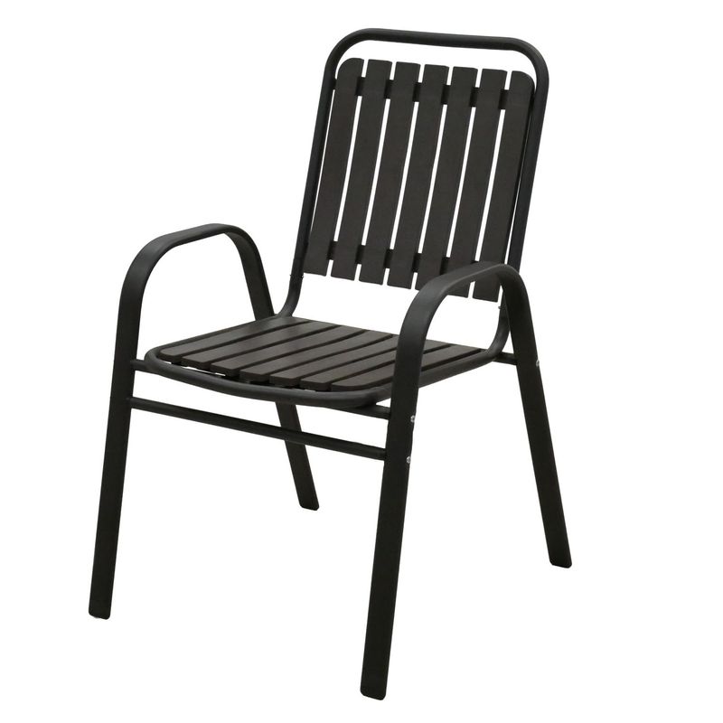 Casa si Gradina - Gradina si terasa - Mobilier exterior - Seturi mobila gradina - Set 2 scaune de gradina cu brate, PP si cadru metalic, 56x63x89 cm, maro - Infinity.ro