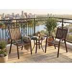 Casa si Gradina - Gradina si terasa - Mobilier exterior - Seturi mobila gradina - Set 2 scaune de gradina cu brate, PP si cadru metalic, 56x63x89 cm, maro - Infinity.ro