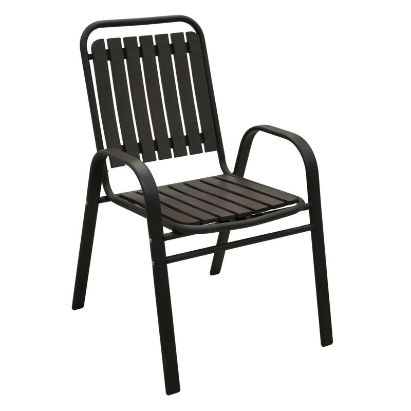 Casa si Gradina - Gradina si terasa - Mobilier exterior - Seturi mobila gradina - Set 2 scaune de gradina cu brate, PP si cadru metalic, 56x63x89 cm, maro - Infinity.ro