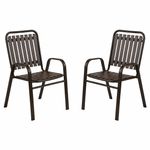 Casa si Gradina - Gradina si terasa - Mobilier exterior - Seturi mobila gradina - Set 2 scaune de gradina cu brate, PP si cadru metalic, 56x63x89 cm, maro - Infinity.ro