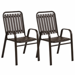 Casa si Gradina - Gradina si terasa - Mobilier exterior - Seturi mobila gradina - Set 2 scaune de gradina cu brate, PP si cadru metalic, 56x63x89 cm, maro - Infinity.ro