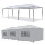 Casa si Gradina - Gradina si terasa - Umbrele si pavilioane - Umbrele - Pavilion de gradina 300x900 cm, 8 pereti detasabili cu ferestre si usa, structura metalica, PE impermeabil, alb - Infinity.ro